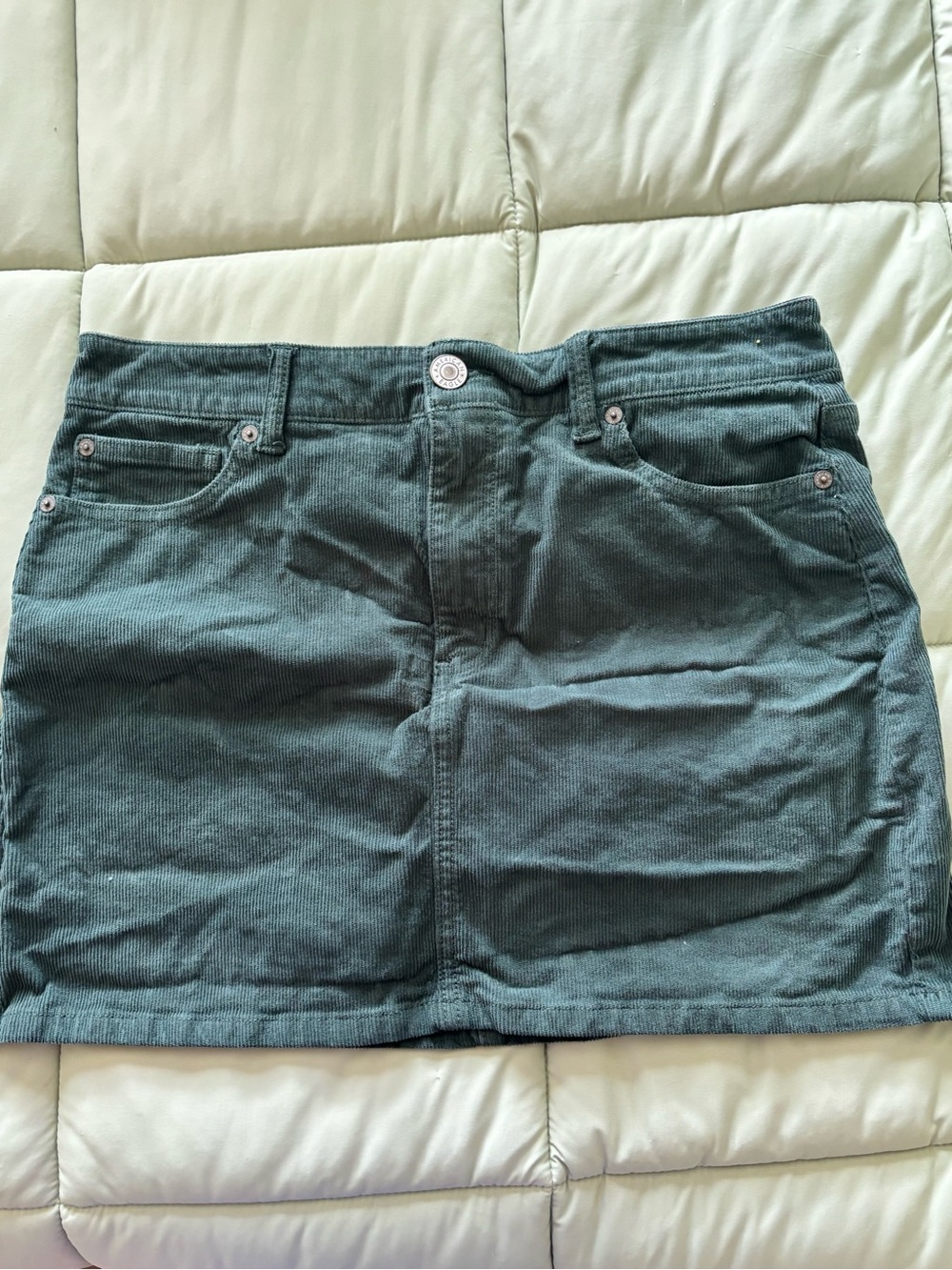 American Eagle Outfitters Green Corduroy A-Line Skirt